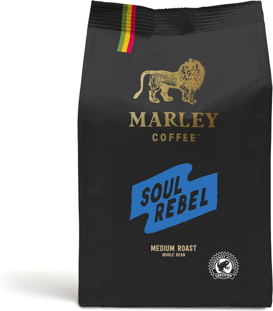 Soul Rebel de Marley Coffee, grains de café, torréfaction moyenne, de la famille de Bob Marley, 227 g Café en Grains