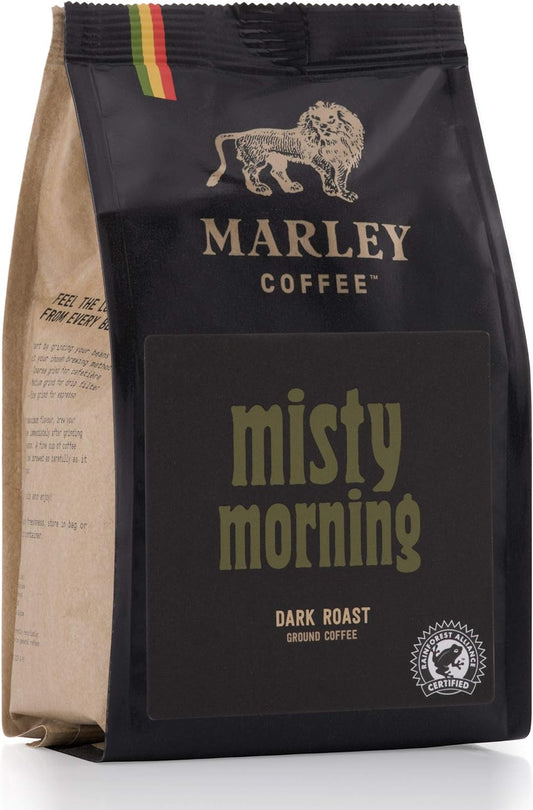 Misty Morning de Marley Coffee, café moulu, torréfaction foncée, de la famille de Bob Marley, 227 g
